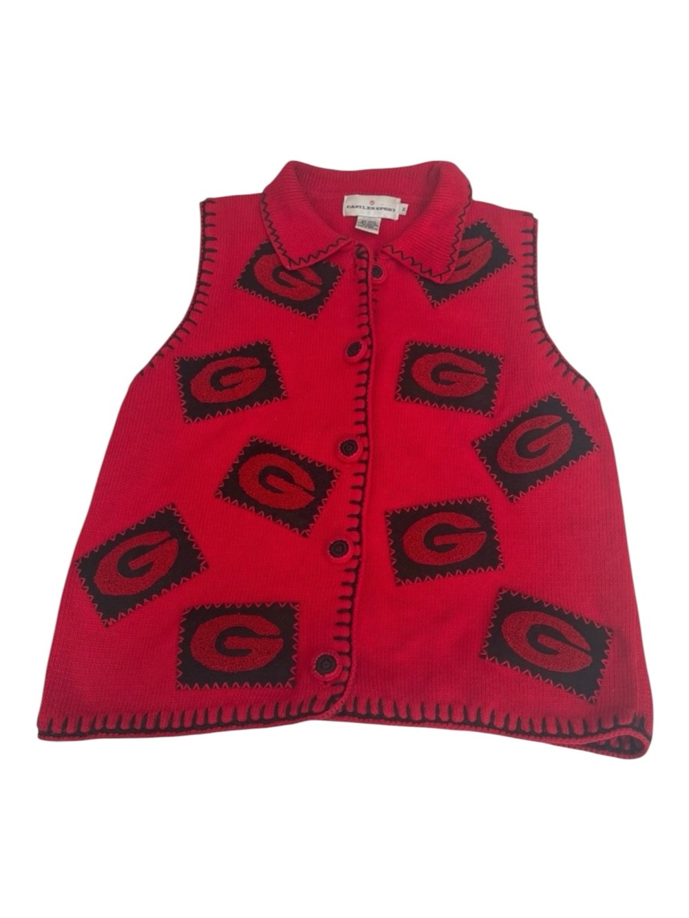 UGA Knit Sweater Vest VTG University of Georgia Bulldogs Logo Spirit Top